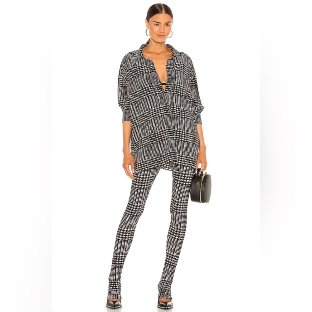 Norma Kamali Legging with Footie in Large Glenn Plaid